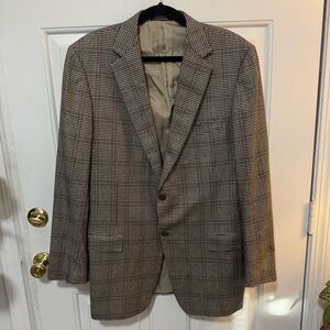 Ermenegildo Zegna Houndstooth Sport Coat Silk & Cashmere Brown Black Lined